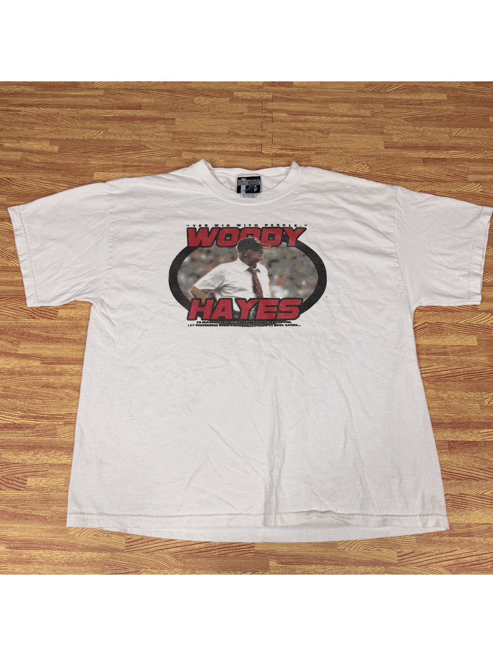 Vintage Woody Hayes Graphic T-Shirt XL White Cotton